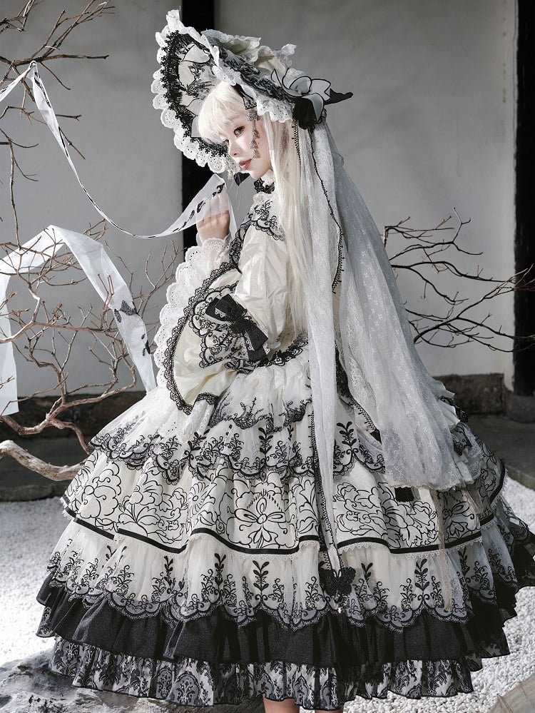 Tintenschimmer-Stil Schmetterling Schwarz Weiß Chinoiserie Stoff und