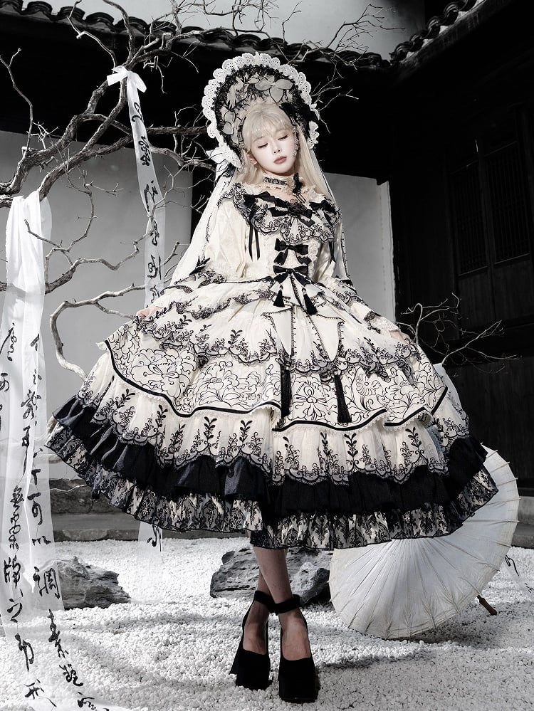 Tintenschimmer-Stil Schmetterling Schwarz Weiß Chinoiserie Stoff und