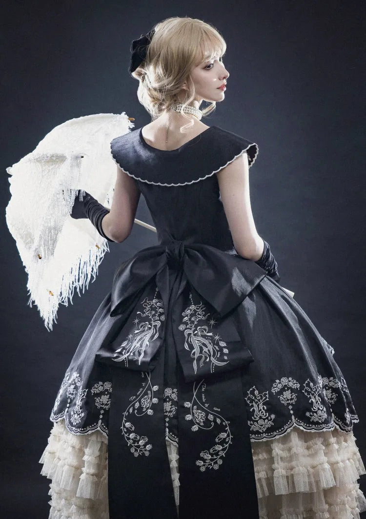 Lily Embroidery Dress Beige Lolita Valley of Black Classic the