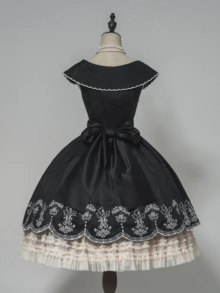 Lily Embroidery Dress Beige Lolita Valley of Black Classic the