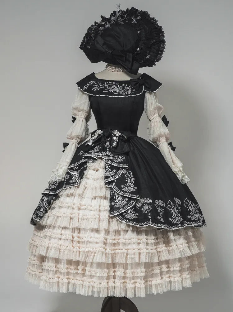 Lily Embroidery Dress Beige Lolita Valley of Black Classic the