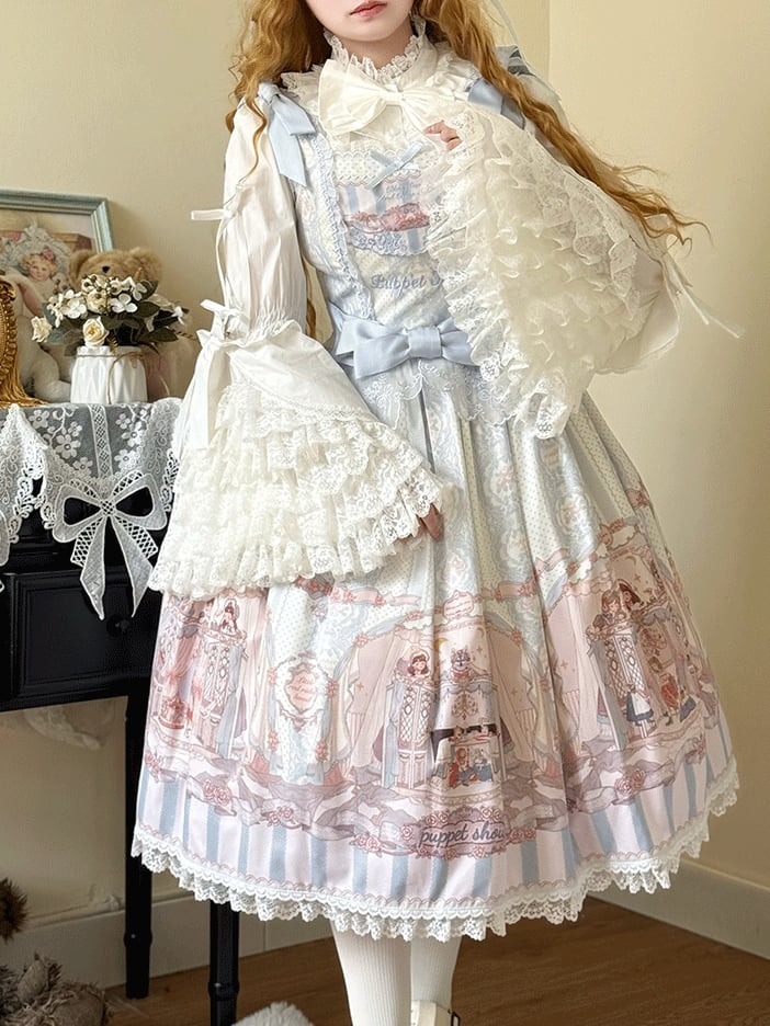 Blau Rosa Bluse Glockengröße Weiß / Lolita Ärmel Plus Aprikose Schwarz