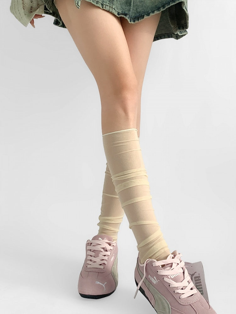 Under-Knee Beige/Pink/White/Nude Loose Stockings