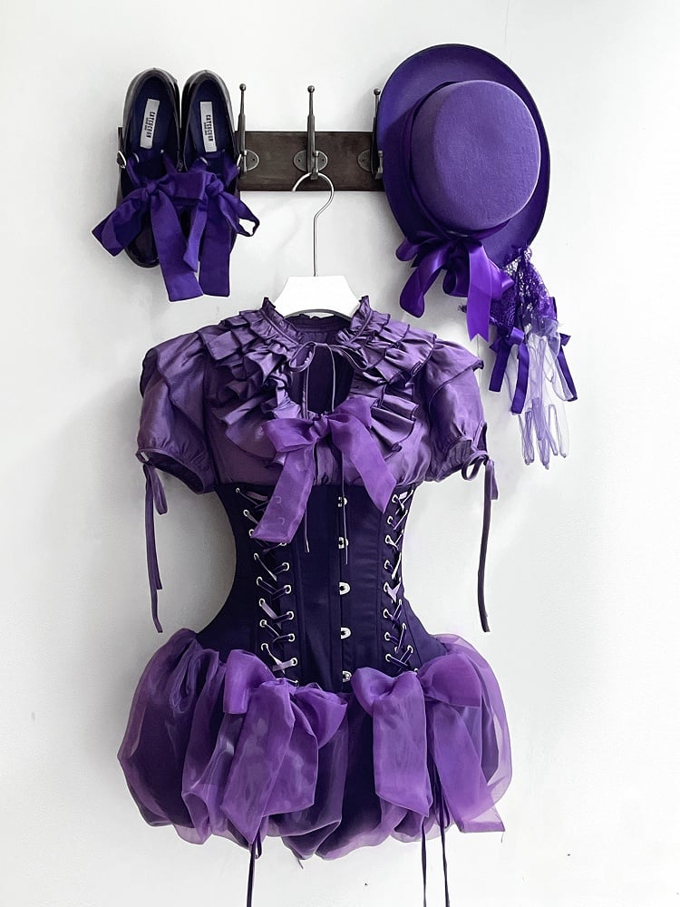 Shorts High Lolita Waist Gothic Super Corset Purple