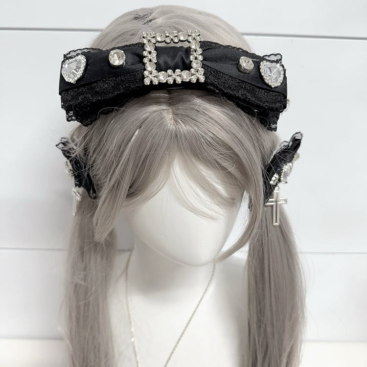Jirai Kei Strass Orné De Dentelle Bowknot KC