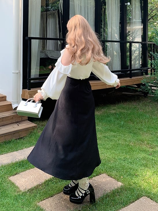 / Bowknot Abnehmbare Schulter Plus Größe Schwarz Taille Kleid Ausschnitt mit Hohe Rosa und
