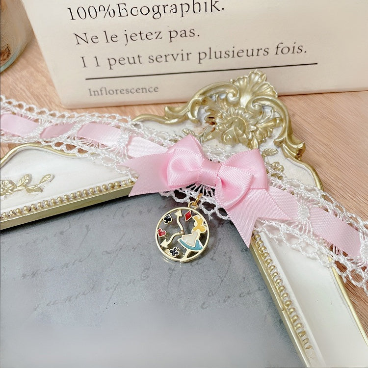 Lace Blue/Pink/Black/Red Choker in Alice Vibes Wonderland Trim
