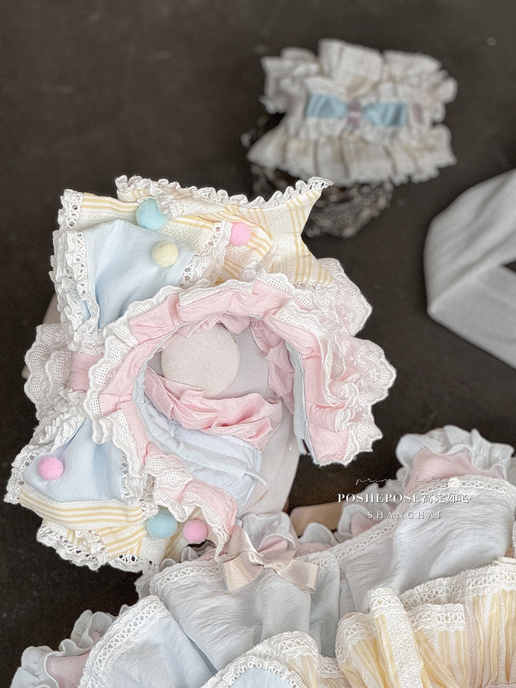 ピンクとブルーのスイートプリンセスパフィーティアードフリルスカートボーンドレス