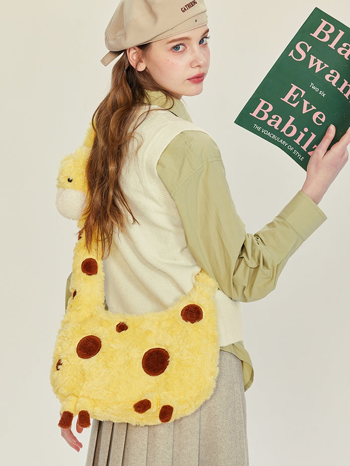 Crossbody Bag Plush Yellow Giraffe