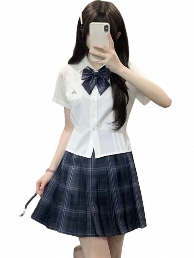 Faltenrock Blau Muster JK 45CM Uniform Plaid