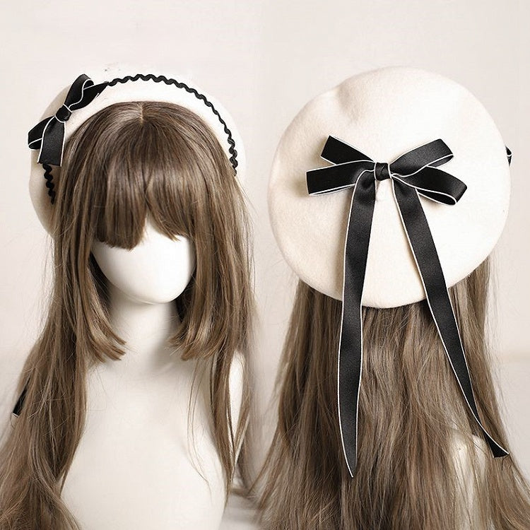 – Bow with Plaid Beret 10 Accents Embellished Options Color