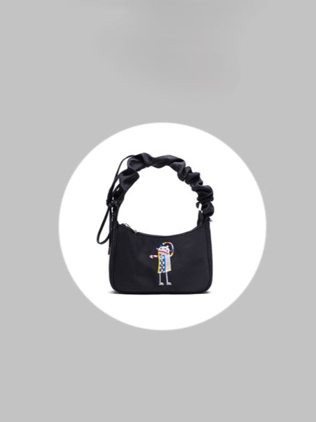 Black Bag Delicate Embroidery With Chic CrossbodyShoulder