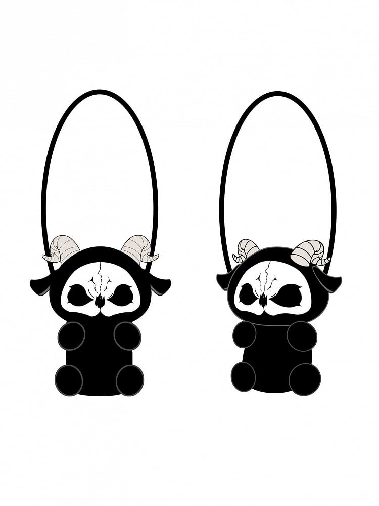 Black Grim and Doll Y2K Gothic Bag Plush White Reaper
