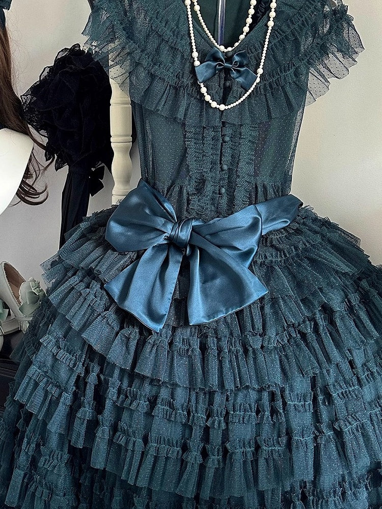 Green Belt Lolita Pink/Yellow/Gray/Dark Waist Satin
