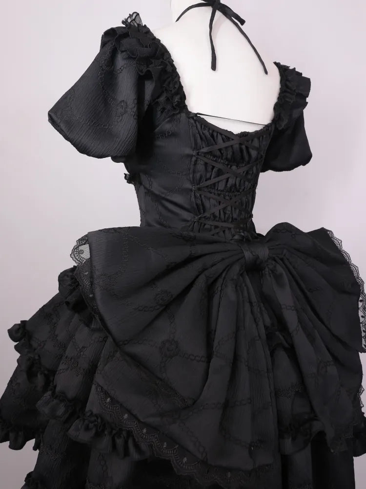 Corset Black Big OP Dress Lolita with Skirt Ruffle Princess Waist