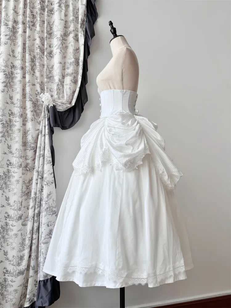 Gothic Skirt White Aristocrat Bust Lolita Boned Waist Under Corset High
