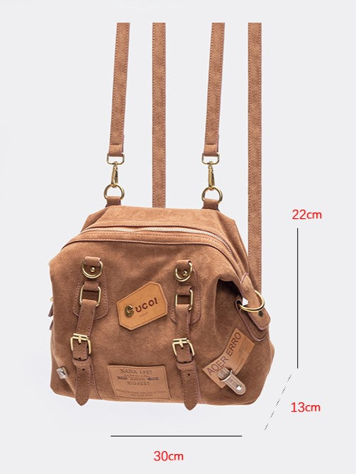 Belt Accents Vintage Brown 2-Way Backpack With