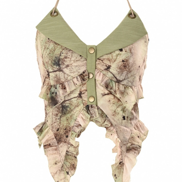 Grünes Fairycore Neckholder-Top