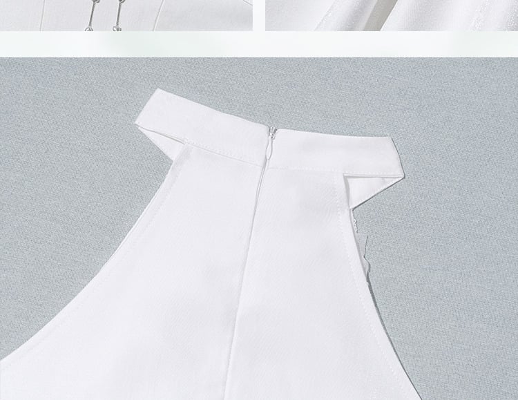 Weißes Blumenmieder Neckholder-Feenkleid