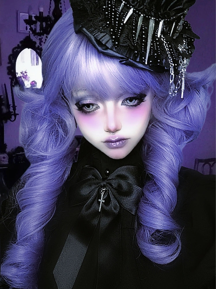 Length Wig Air Wavy With Bangs 70CM Purple