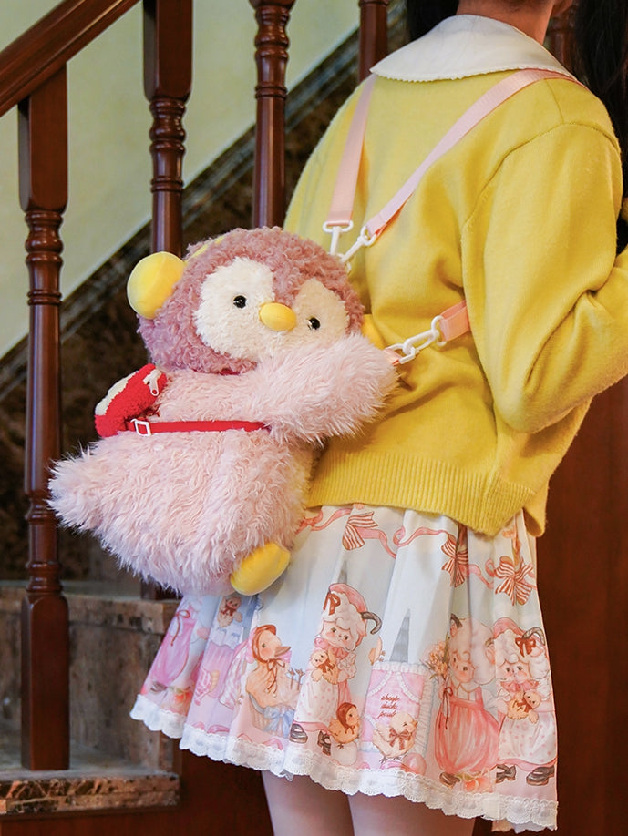 Pink Bag 2 Penguin Options Cute Middle/Large + Backpack/Crossbody Keychain Plush Size