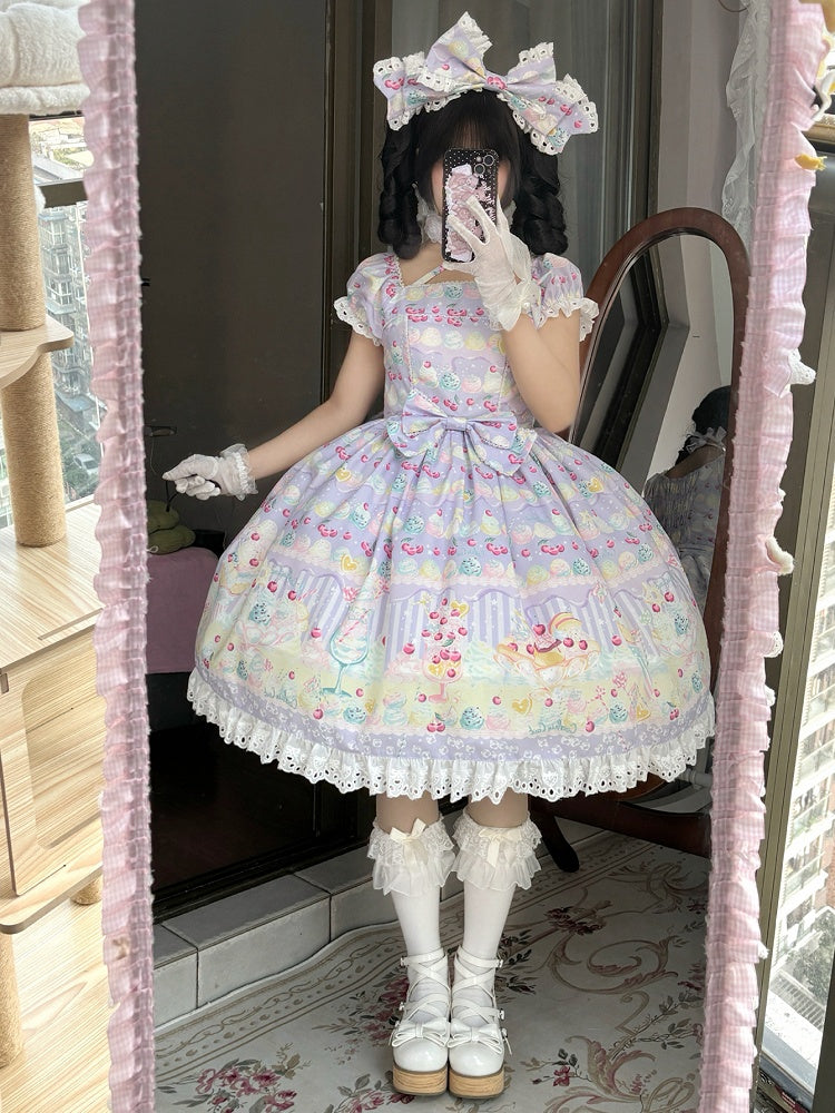 Cherry and Ice Cream Purple Summer Sweet Lolita Dress