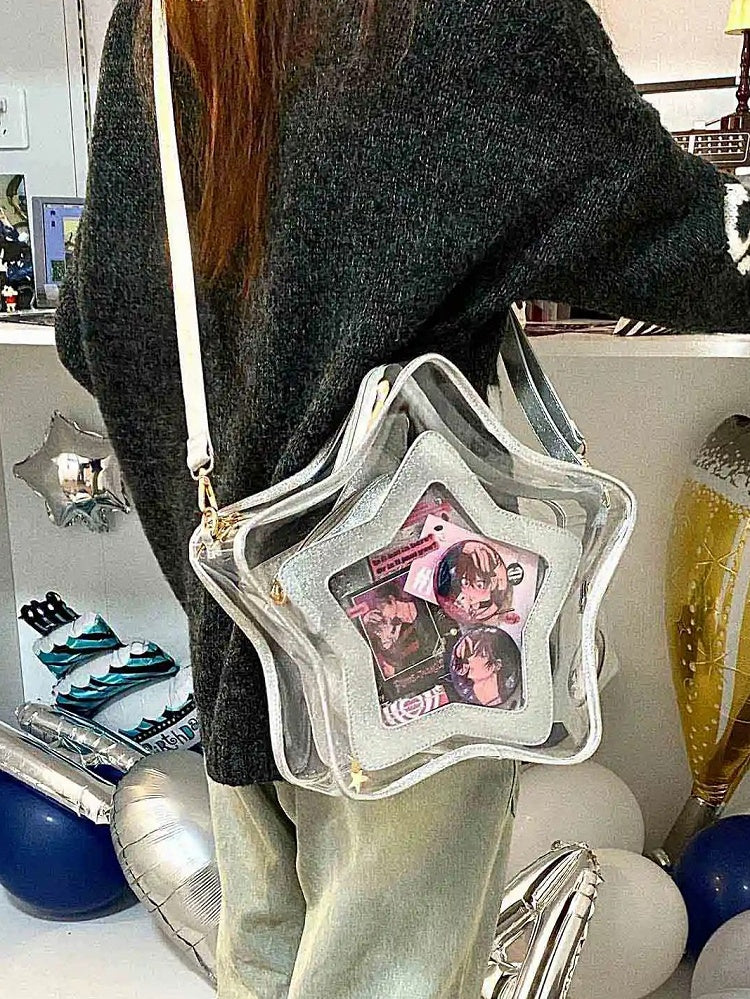 Detachable Shining with Silver Charm Star-shaped Ita Bag Badge PU Set