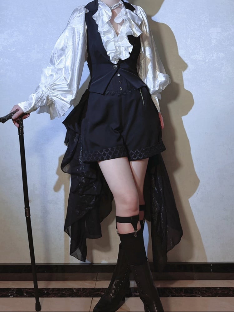 Corset Black Belt High Shorts Waist Boned Ouji Prince Lolita