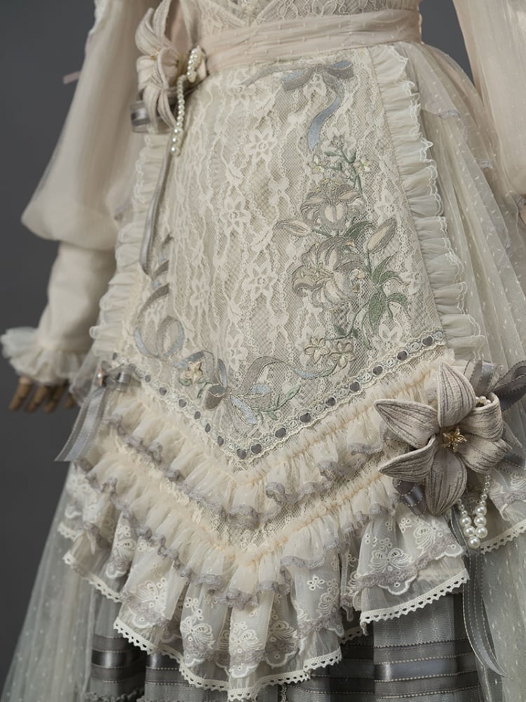 ブルー/パープル/グレーのリリーエプロン