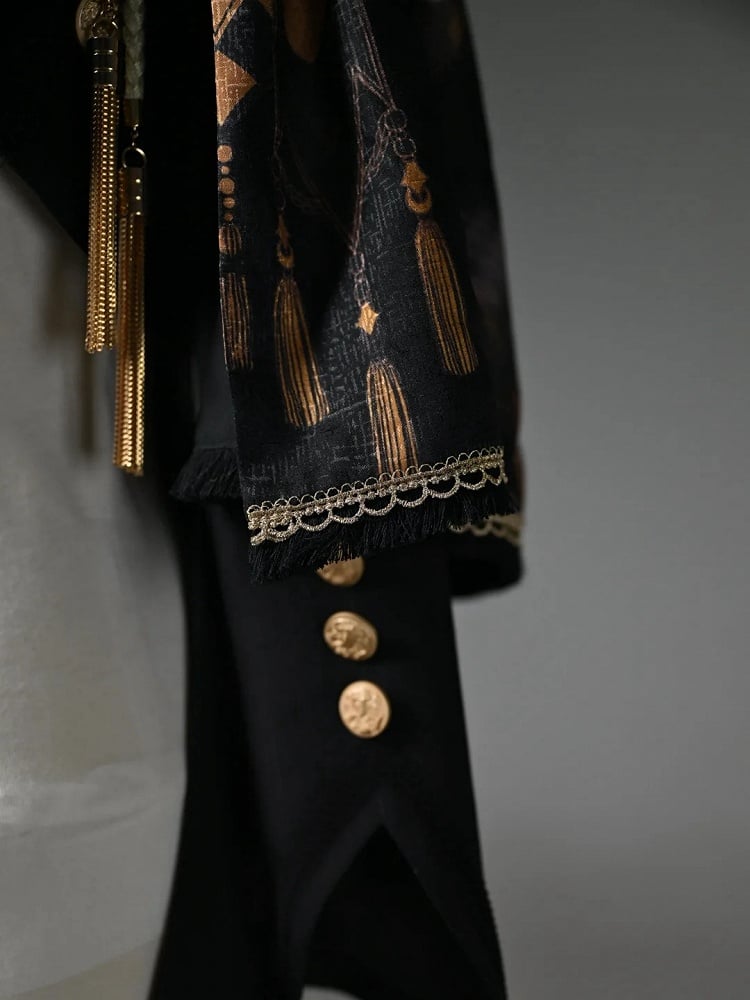 Tailcoat Knight Cape One-shoulder Detachable Black