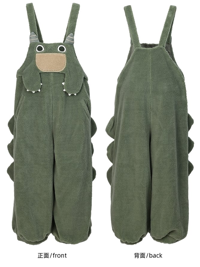 Süßer grüner Plüsch-Overall mit Dinosaurier-Motiv