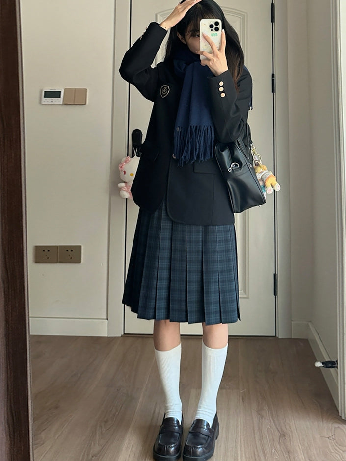 Länge 42CM/45CM/55CM/65CM Plaid Uniform Plissee Rock JK Grün Muster