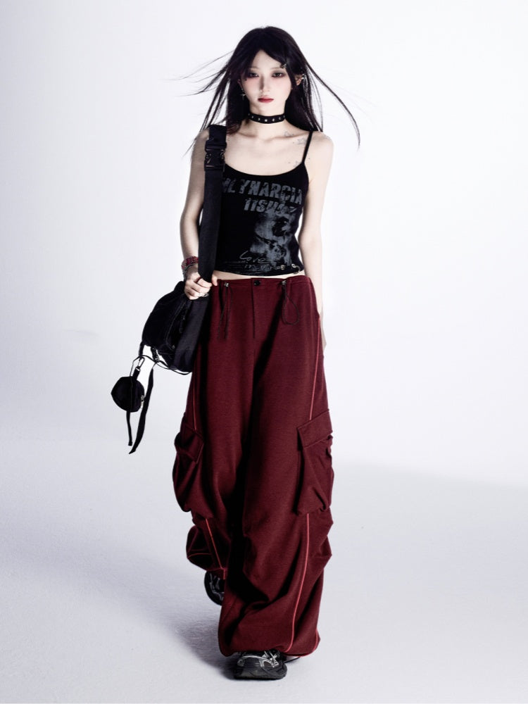 Red/Black Letter Print Vintage Cami Top Glamorous