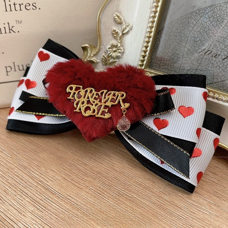 Haarspange Herz-Design mit süßem KC-Charm Schwarz Lolita Strass