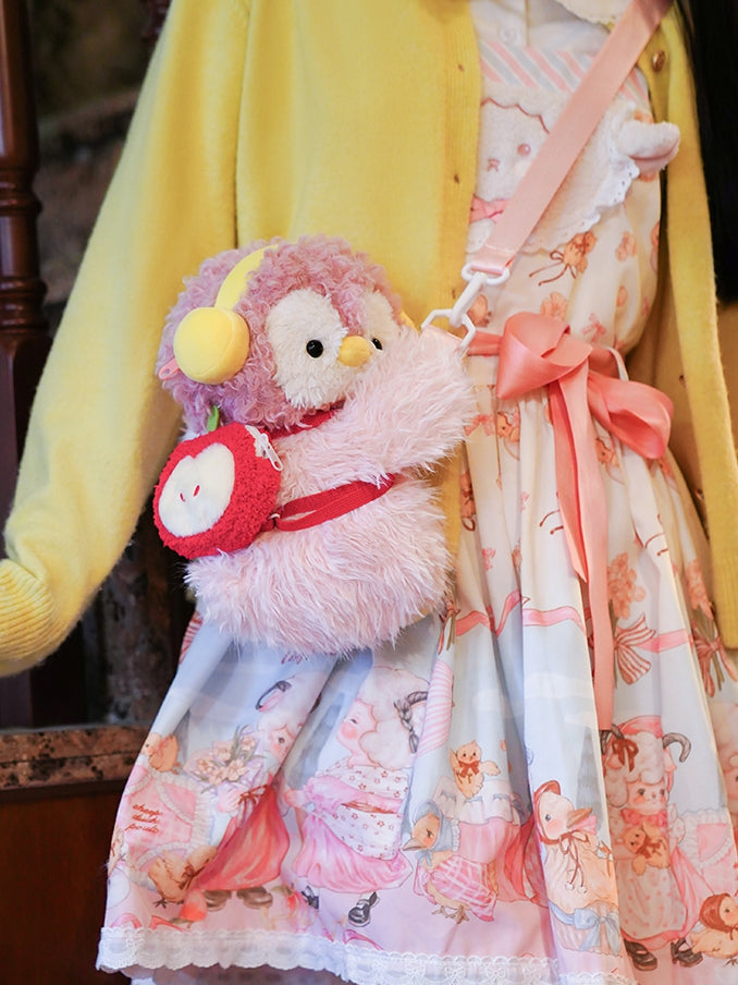 Pink Bag 2 Penguin Options Cute Middle/Large + Backpack/Crossbody Keychain Plush Size