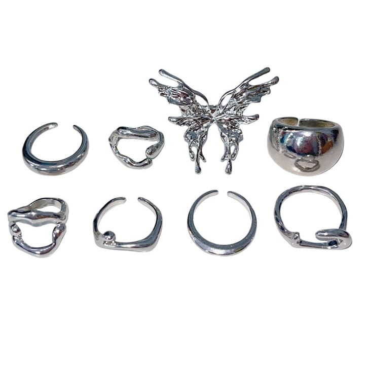 Set Rings Cyberpunk 8 Silver