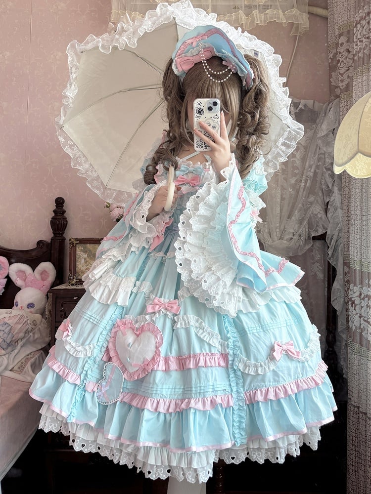 Plus Sizes Available Blue Gorgeous Old School Princess Lolita Cotton Dress