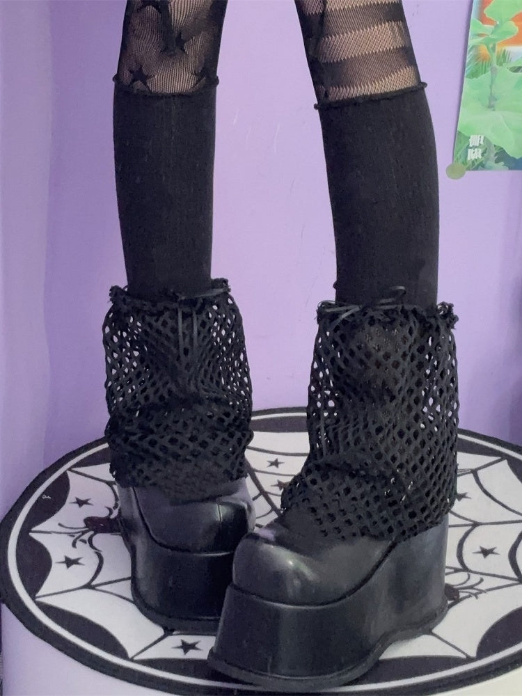 Hollow-out Warmers Y2K Details Design Black/White Bowknot Leg