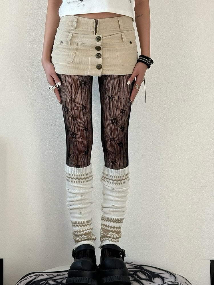 Y2K Black Floral Tights Pattern