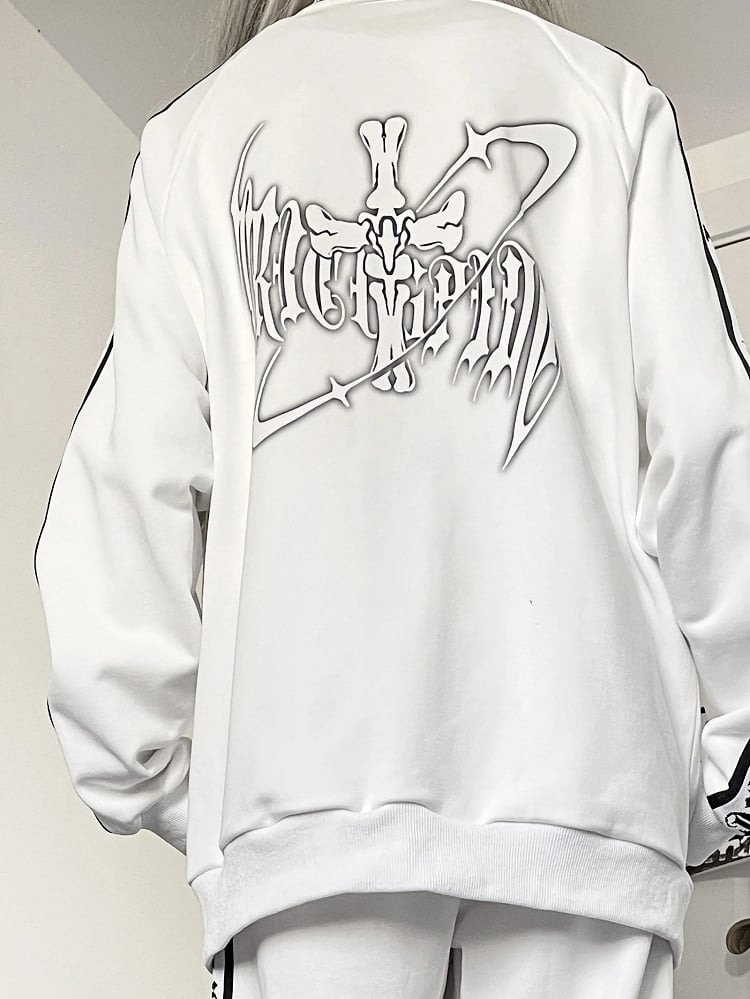 Jacket Print Letter Sweatshirt Gothic White Cross And