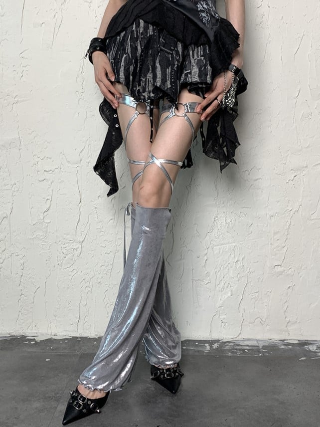 Silver Sleeves Y2K Ruffled Cuff Leg