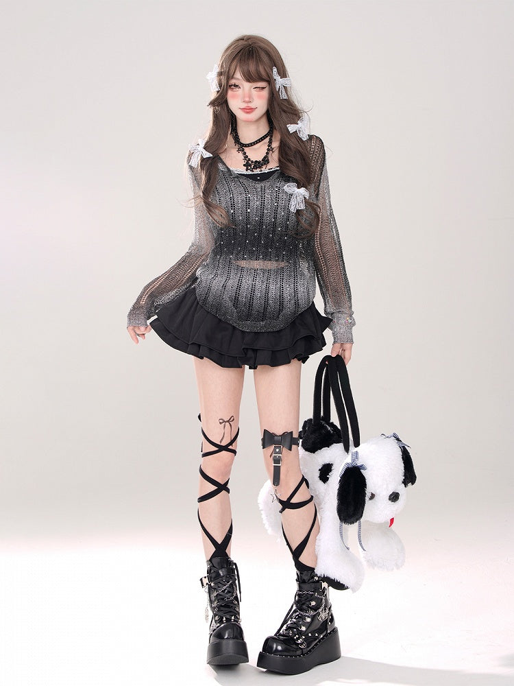Tiered Mini Skirt Black A-Line Glamorous