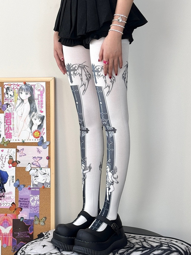Angel Cross And Tights Print White