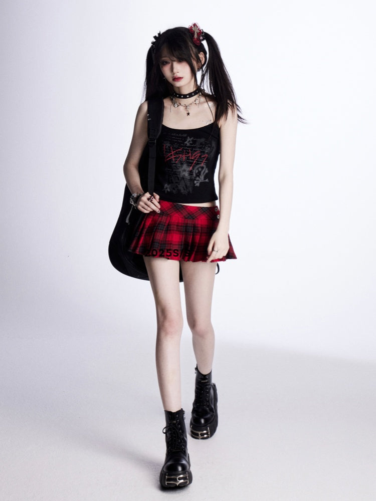 Red/Black Letter Print Vintage Cami Top Glamorous