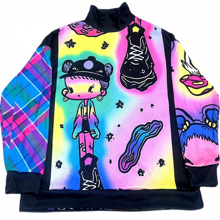 And Sweatshirt Gyaru Sneaker Fashion Colorful Cartoon Print Oversized