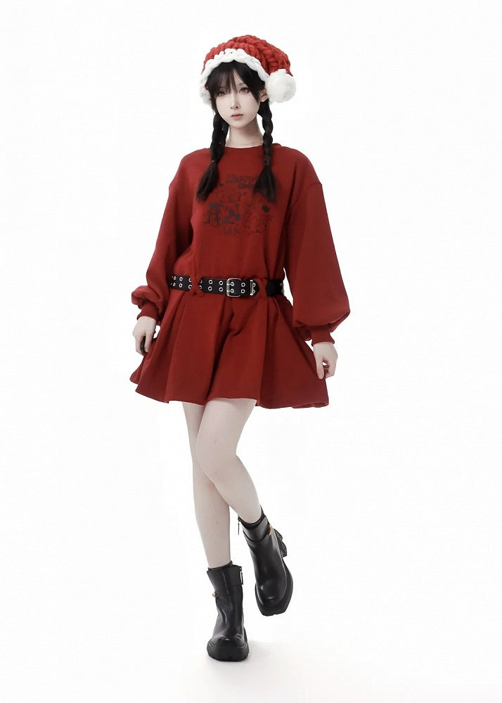 Rotes Weihnachtswelpenkleid mit roten Shorts