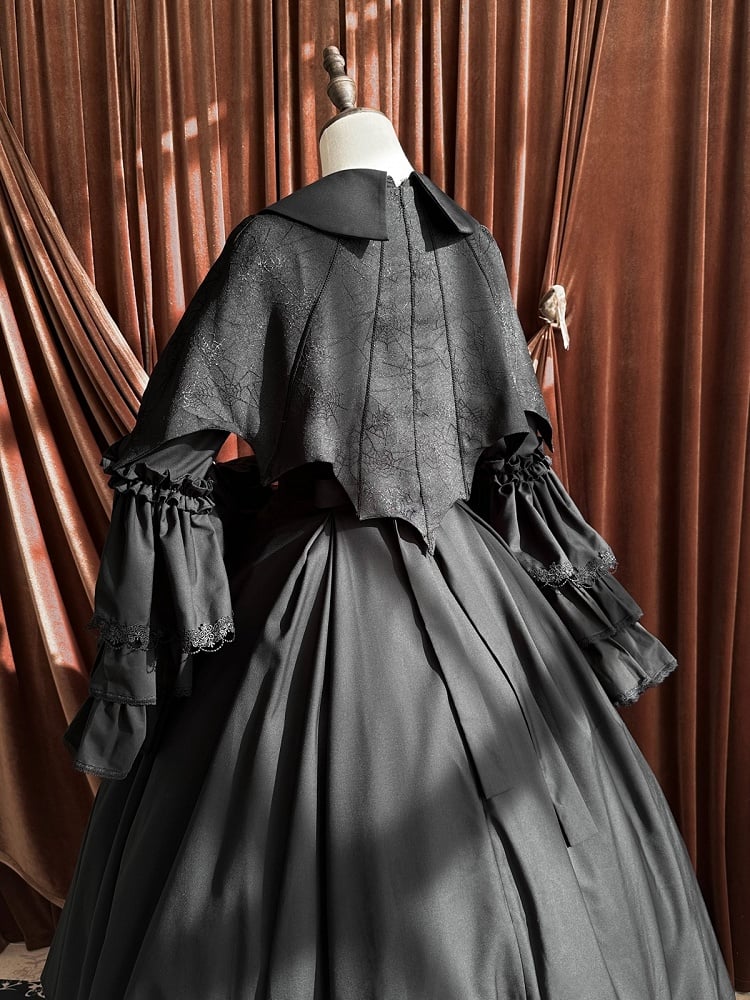 Curved Cape Embroidery for 1 Shape 34-35CM Black Shoulders Clearance-Size Web Bat Hem Wings Spider