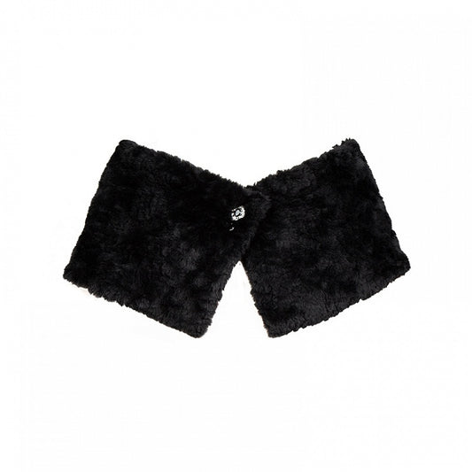 Schwarzer, kuscheliger Plüschschal aus Kunstpelz