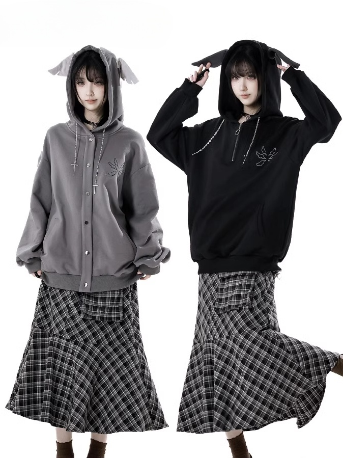 Ankle Black and White Plaid Pocket Length Mermaid Skirt Detail