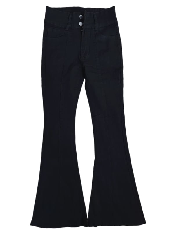 Punk-schwarze Slim-Fit-Hose mit Fischschwanz und hoher Taille mit Gürtel mit Skeletthand-Schnalle